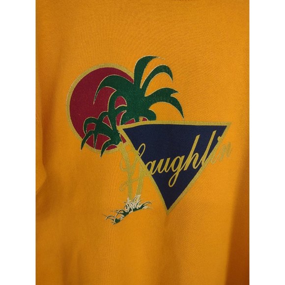 Vintage 90s Laughlin NV Nutmeg Mills Palm Trees Orange Crewneck Sweatshirt Men L - Picture 2 of 8
